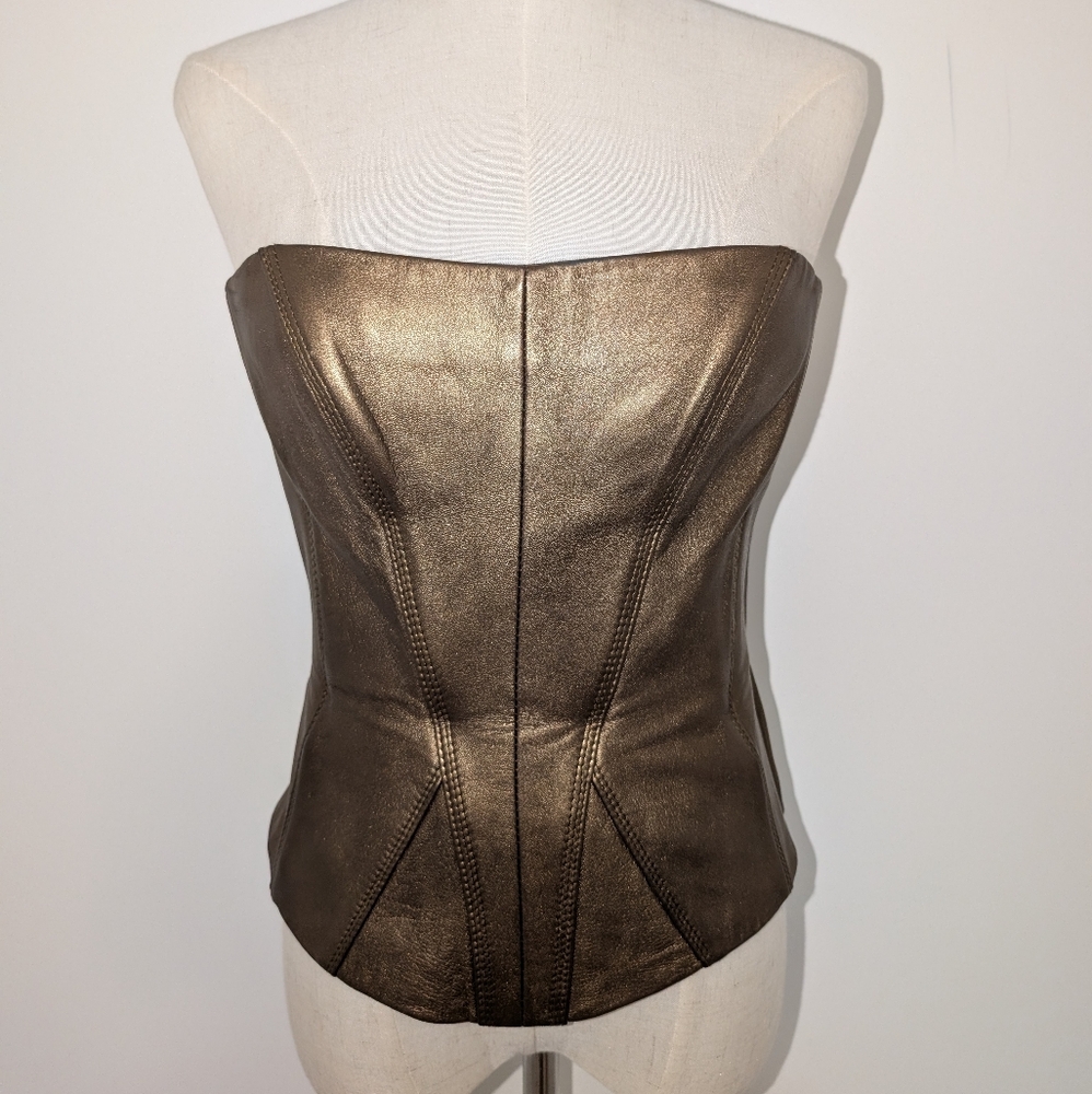 Stunning Bronze Leather Strapless Top/Corset